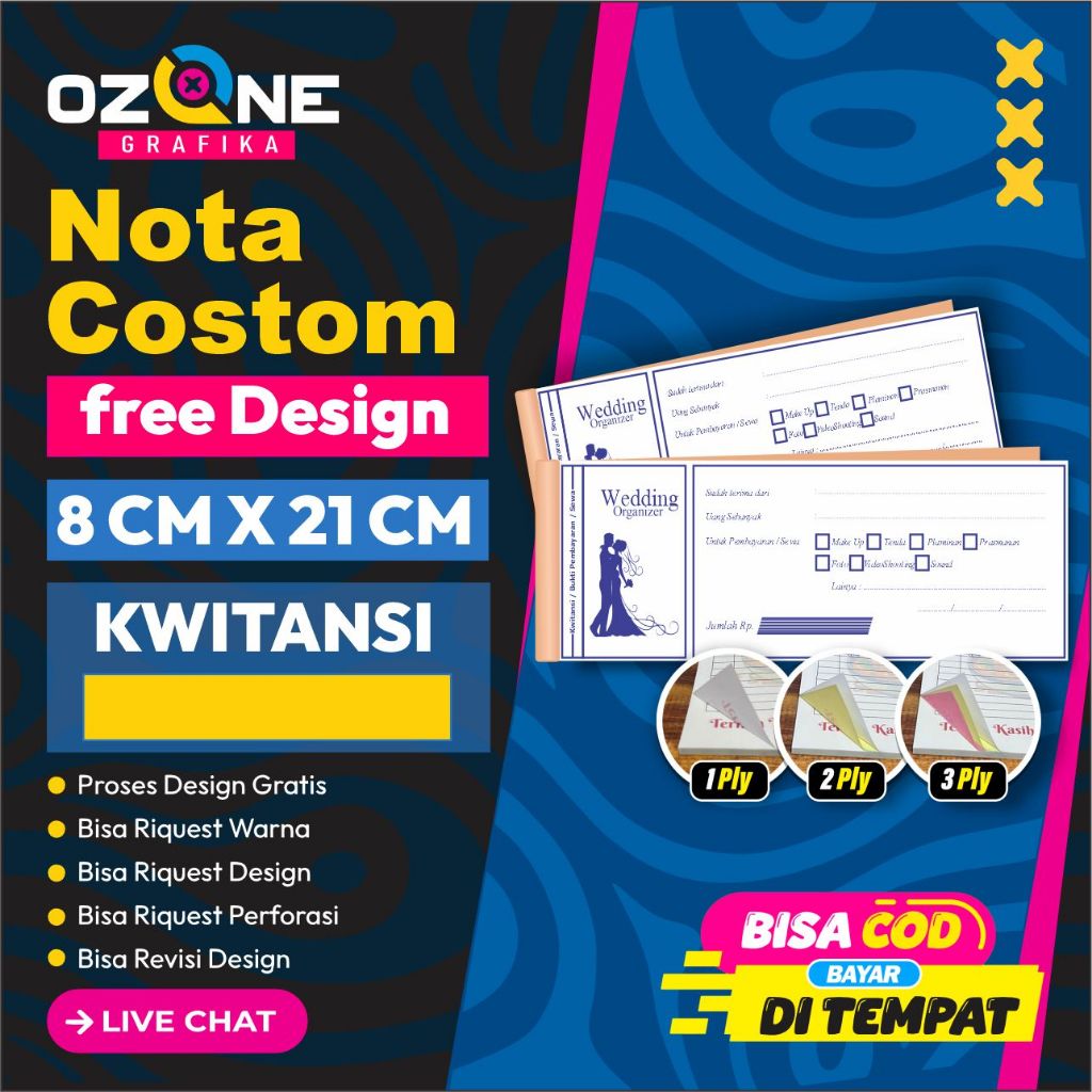 

Cetak Kwitansi Custom Free Desain, Bebas Pake Nama Sendiri, Bebas Logo Di Ozone Grafika