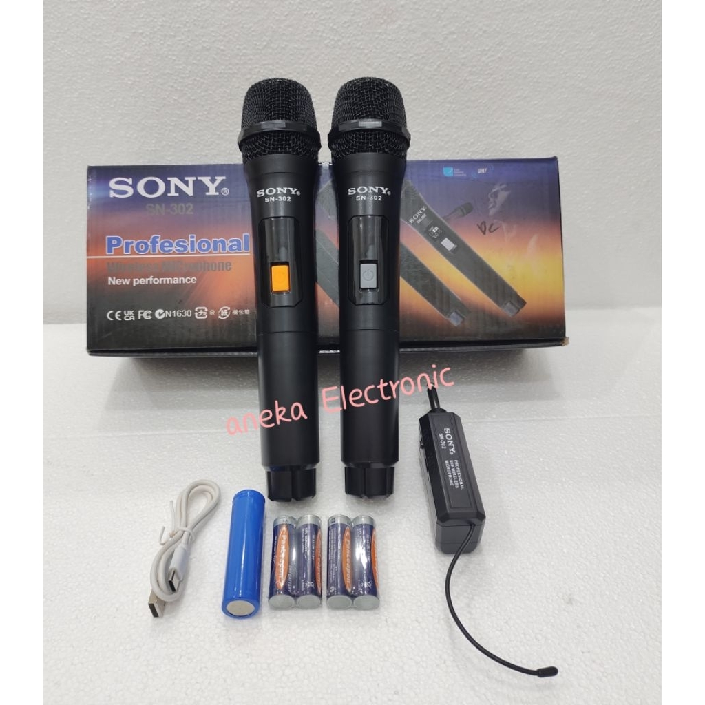 MICROPHONE WIRELESS SONY SN-302 2 MIC TANPA KABEL