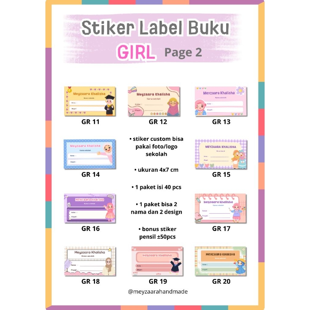 

Stiker Buku Custon Nama Girl / cewek / perempuan