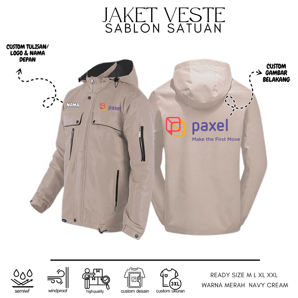 Jaket Kurir Custom Ekspedisi Paxel Logistic Jaket Custom Sablon Satuan