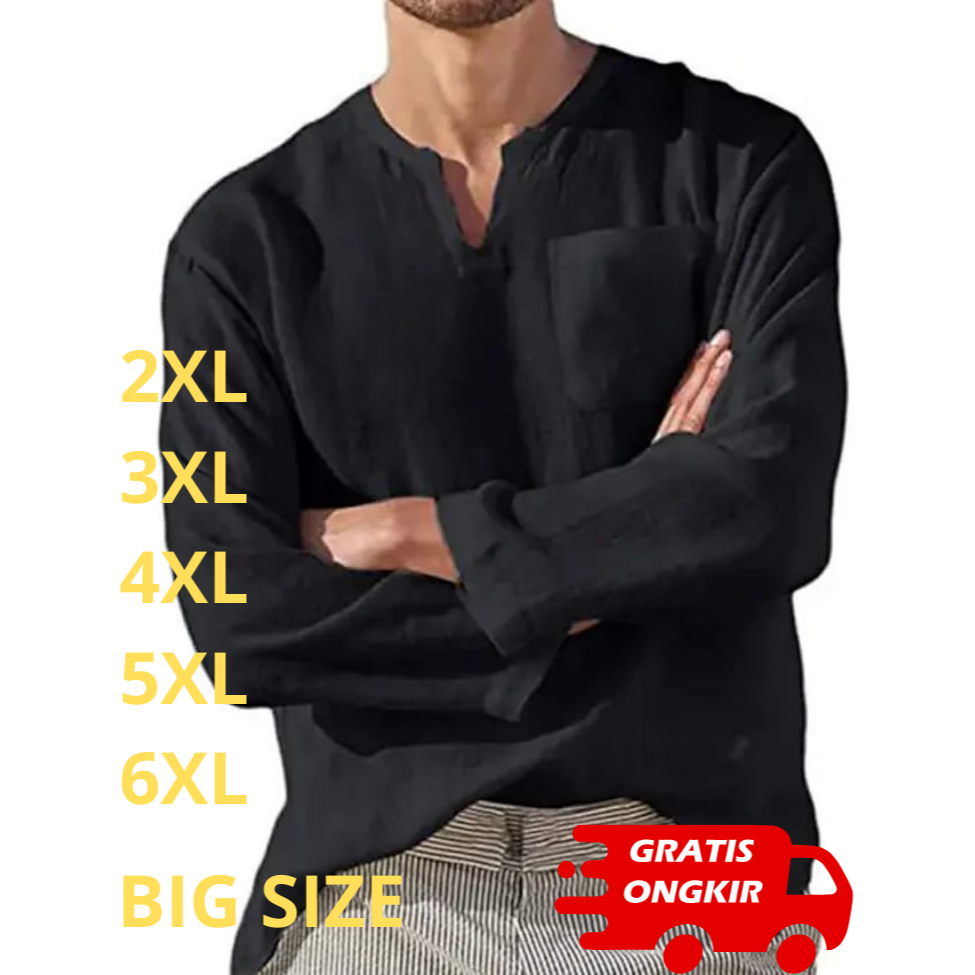 Baju Koko Pria Lengan Panjang Jawani Polos Atasan Simpel Elegan Cowok Muslim Ramadhan