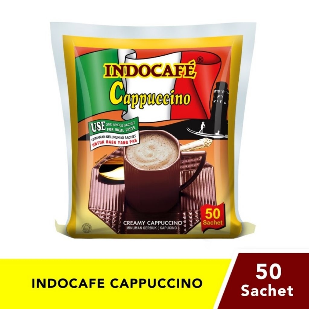 

Indocafe Cappucino isi 50 saset /capucino /kapucino bubuk minuman /serbuk
