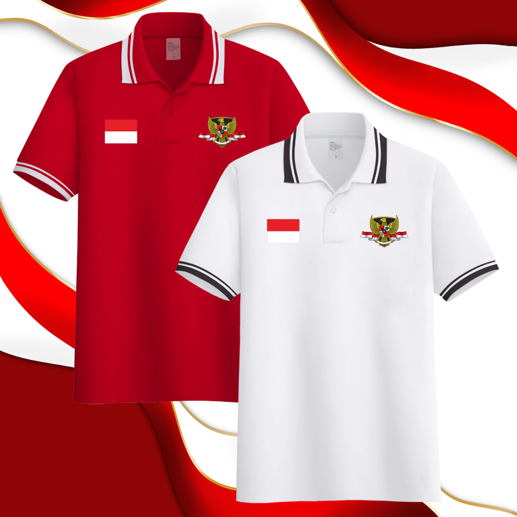 Kaos Kerah pria Garuda indonesia merah putih / Kaos Polo Merah Putih / Kaos Pria kemerdekaan hut RI