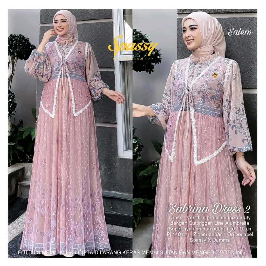 Dress Wanita Erika Brukat Mix Ceruty Baby Doll | Gamis Wanita Muslimah Terlaris