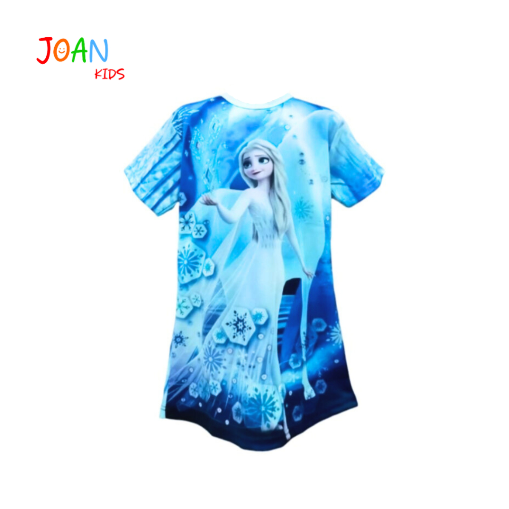Pakaian anak perempuan baju daster anak perempuan usia 3-8 tahun motif animasi Frozen Elsa
