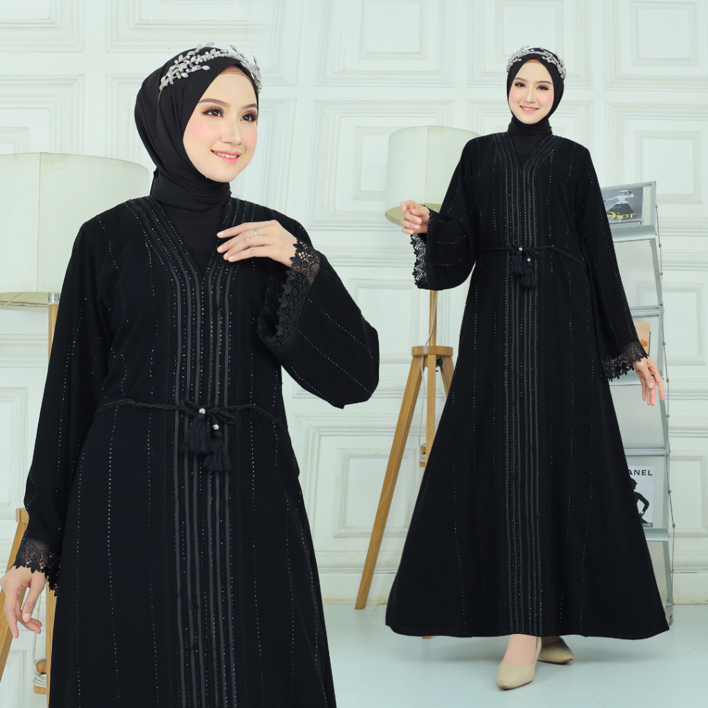 Adiel Abaya - Abaya Arab Saudi hitam mewah polos abaya Turki gamis hitam umroh dan haji