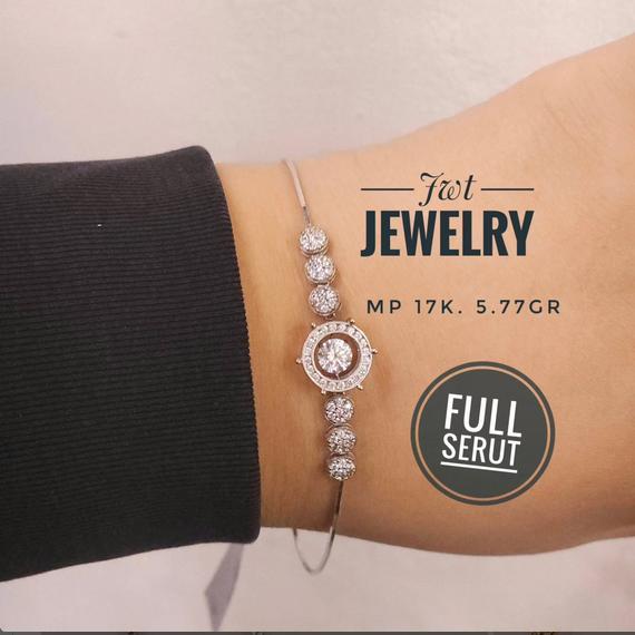 GELANG TANGAN EMAS SERUT DANCING STONE IGUN SOLITAIRE LOTUS MODEL BERLIAN CANTIK