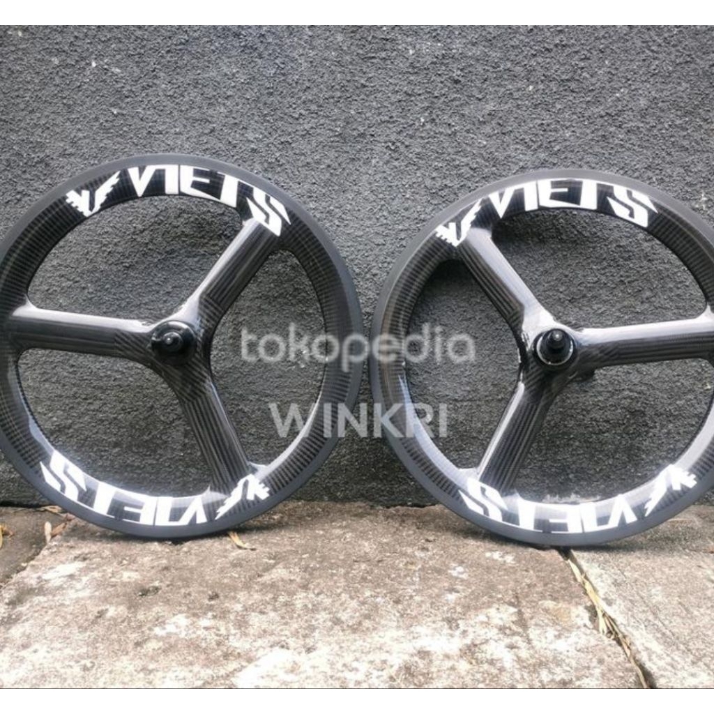 wheelset VIETS 3 spoke carbon 20 451 22 inch VBRAKE sepeda lipat minivelo