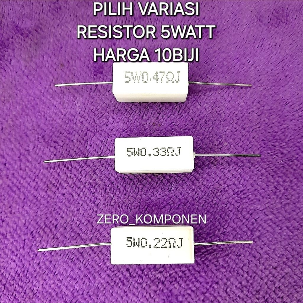RESISTOR 5W 0.22 0.33 0.47 RESISTOR 5WATT 10BIJI