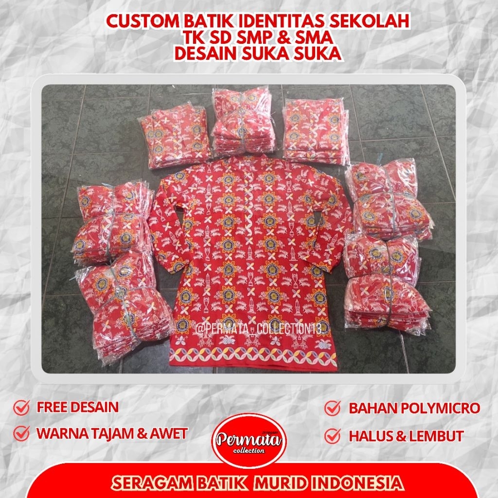 PRE-ORDER BATIK SEKOLAH BATIK IDENTITAS CUSTOM TK SD SMP & SMA