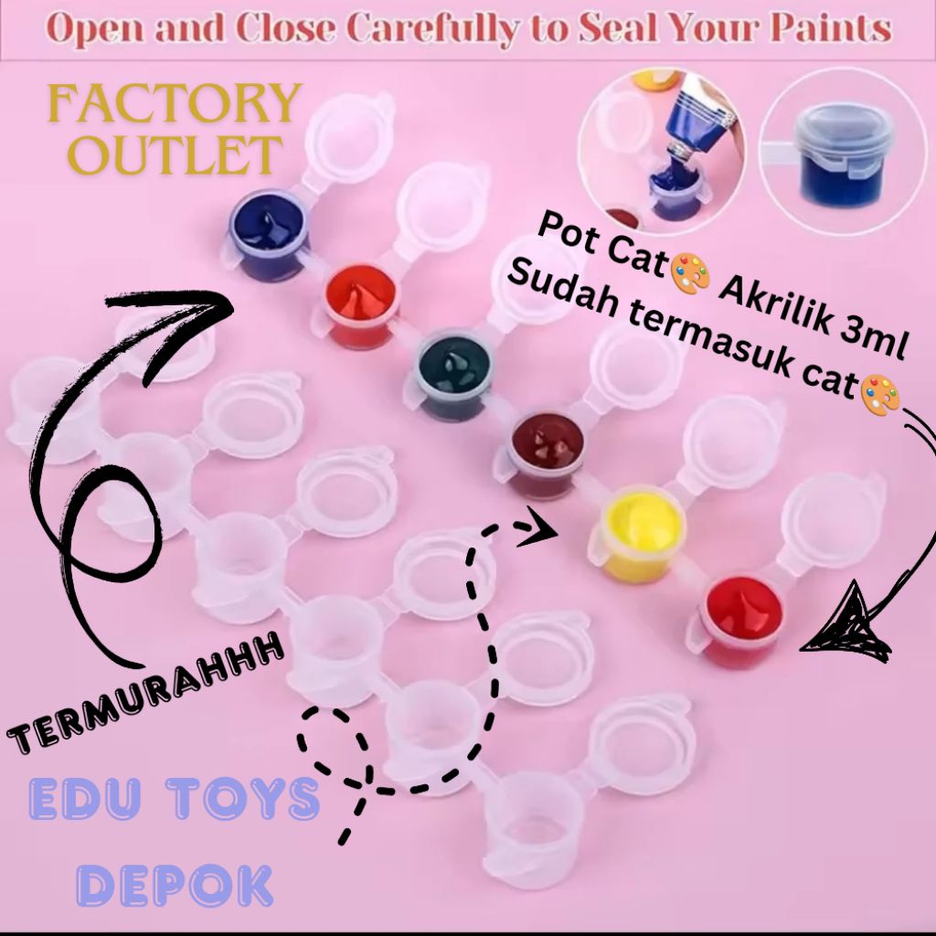 

cat akrilik 3ml isi 6 lukis kanvas styrofoam gypsum murah