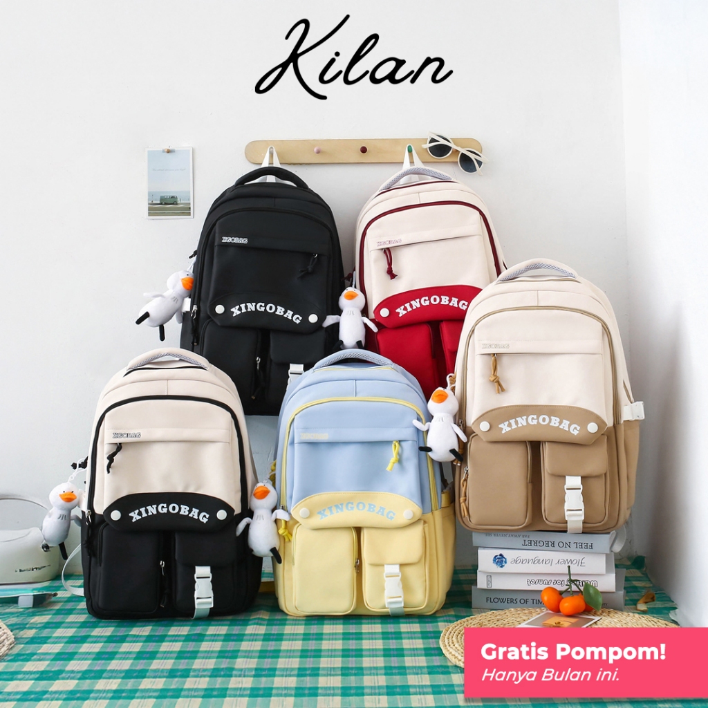HUMAIRA Tas Ransel Wanita Backpack Sekolah Lucu Gaya Korea Muat Laptop - RS0010