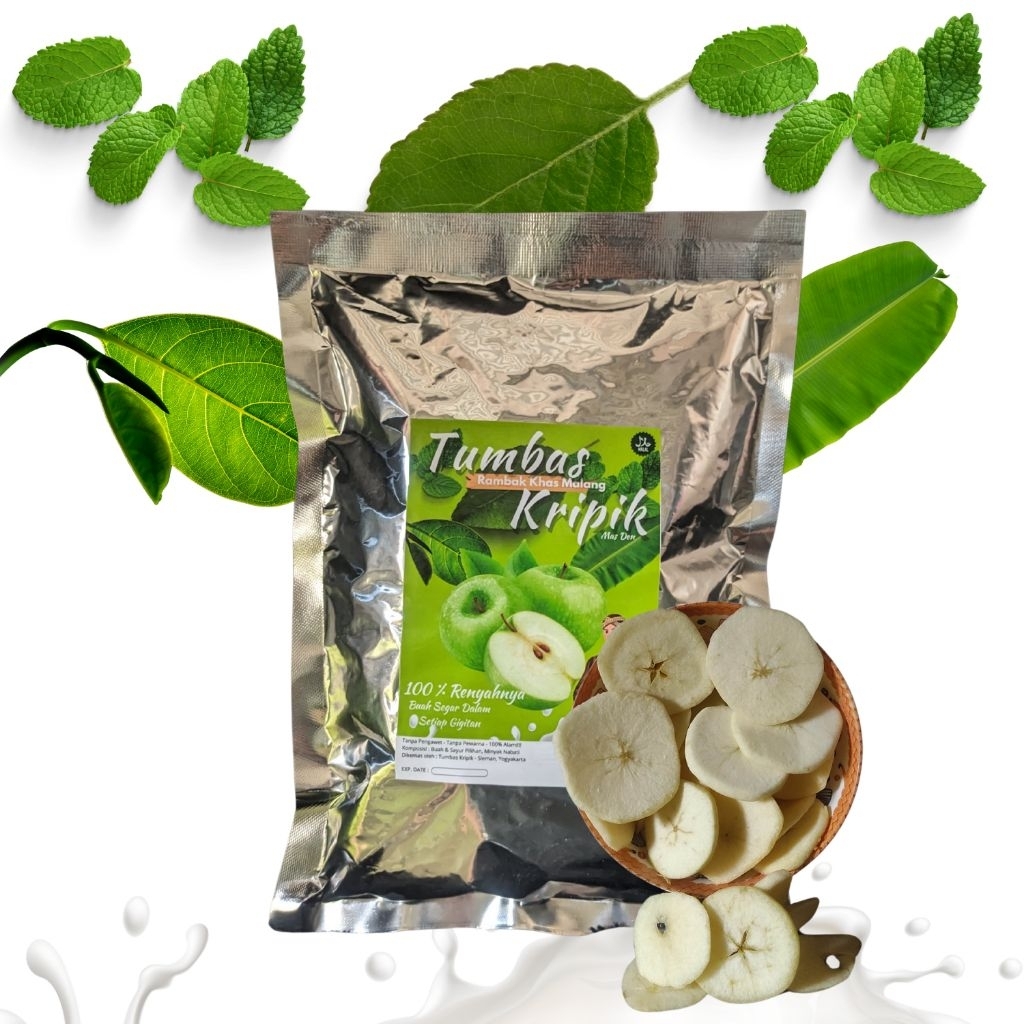 

Tumbas Kripik Mas Den Apel kualitas A+ kemasan besar 180 gr- camilan buah dan sayur khas Malang