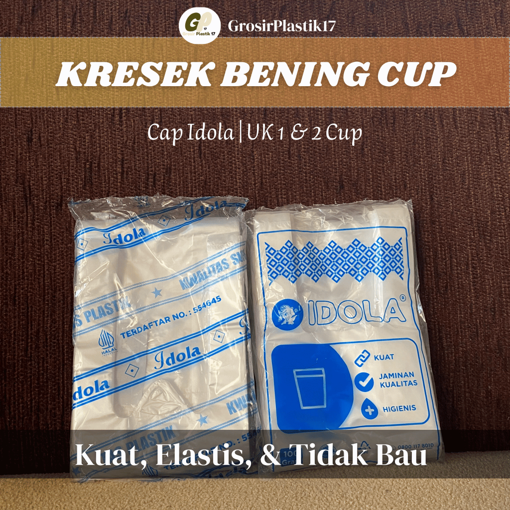 [PACK] Kantong Plastik Cup Bening Cap Idola Kresek Cup Bening Cap Idola Ukuran 1 Cup & 2 Cup