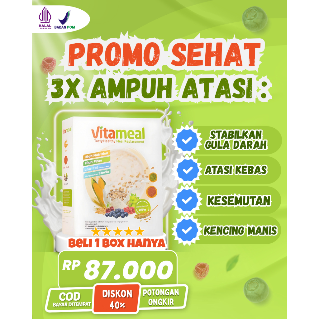 

Vitameal 1 Box Sereal Diabetes Obat Gula Darah Kolesterol Vitamil Untuk Makanan Diet