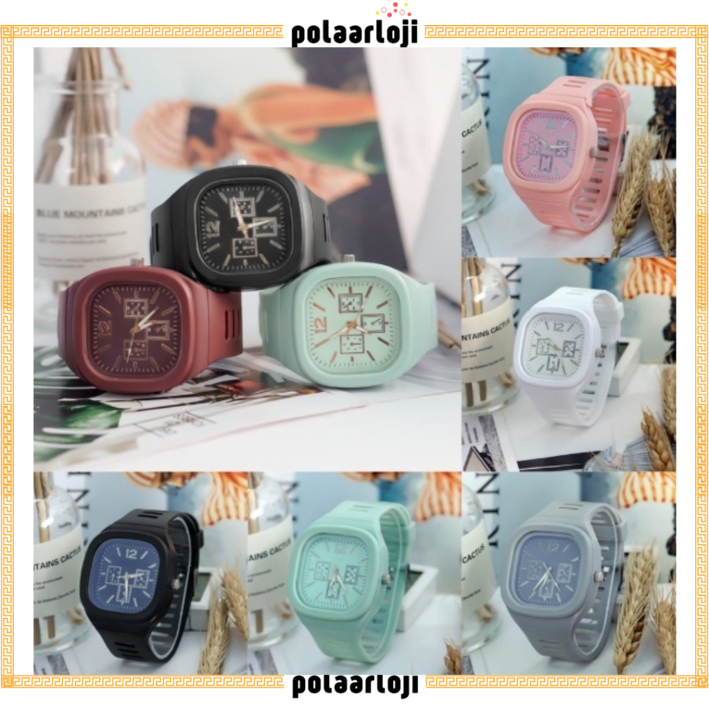 PA Jam Tangan Analog Chrono Pria Wanita Rubber Quartz Fashion Couple Anak Remaja Premium RM035