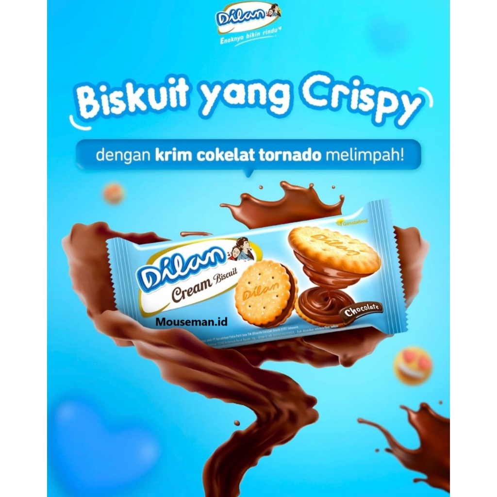 

Dilan Cream Biscuit Chocolate Biskuit Sandwich dengan Krim Cokelat 16gr