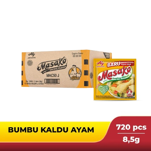 

Masako® Bumbu Kaldu Ayam Penyedap Rasa 8.5g 1 Karton (60 Renceng x 12 pcs)