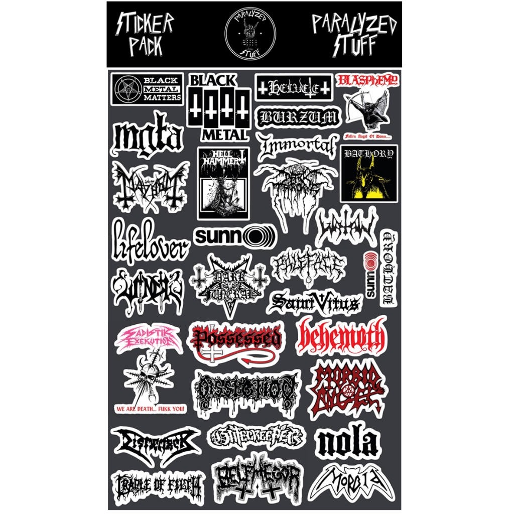 

NEW (VOL VII) 31PCS STICKERPACK LAPTOP STIKER BAND BLACK METAL MAYHEM DARKTHRONE BATHORY
