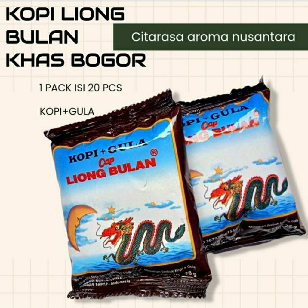 

Kopi LIong Bulan, Kopi Hitam Plus Gula 1 Pack Isi 20