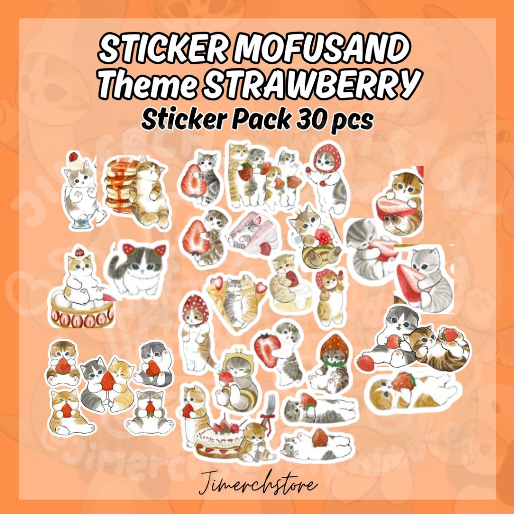 

STICKER MOFUSAND CAT KUCING LUCU Per Tema Stiker Pack set