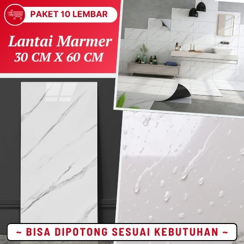Wallpaper Dinding Vinyl Marble 30 x 60cm Stiker Lantai Vinyl Motif Marmer Glossy Lantai Vinyl Tempel