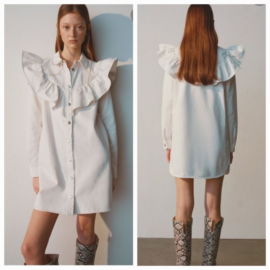 ZARA ruffle denim dress