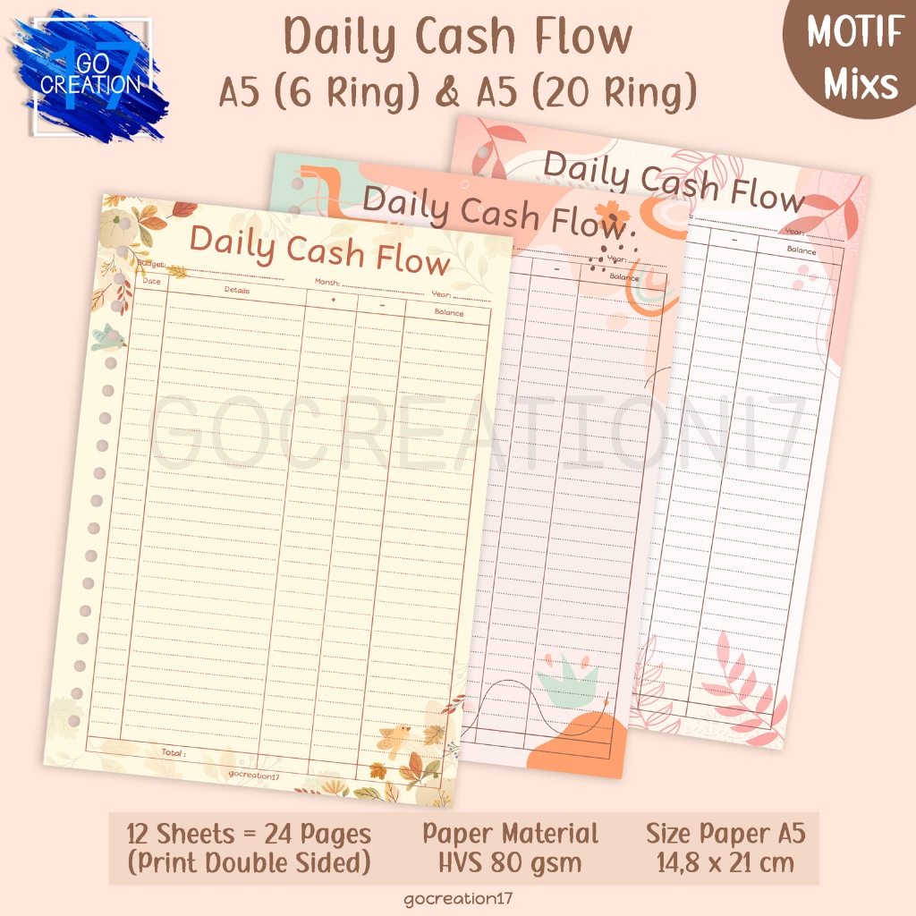 

Buku Planner Kertas Isi Binder Daily Cash Flow Motif A5