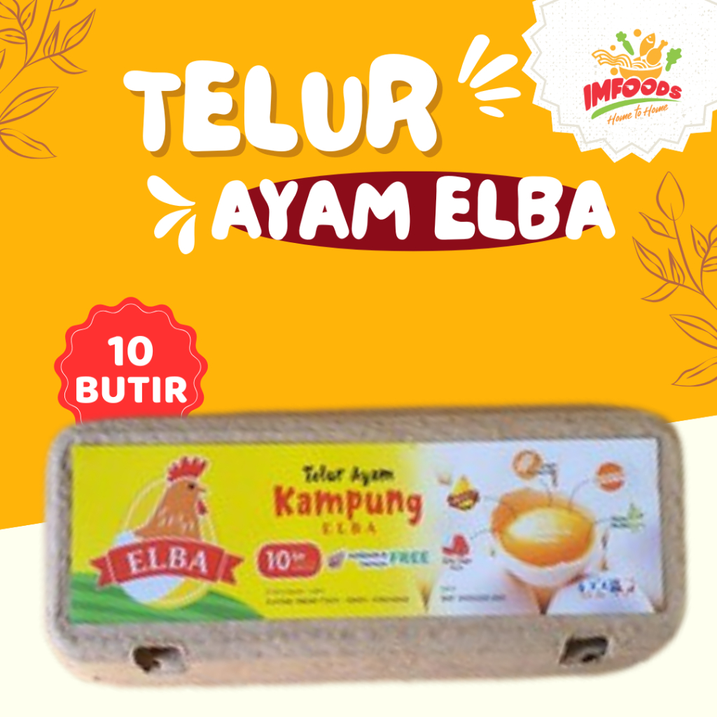 

Telur ayam kampung 10 butir / Cap Elba / omega 3/ Telur ayam kampung segar / Telur omega / Imfoods