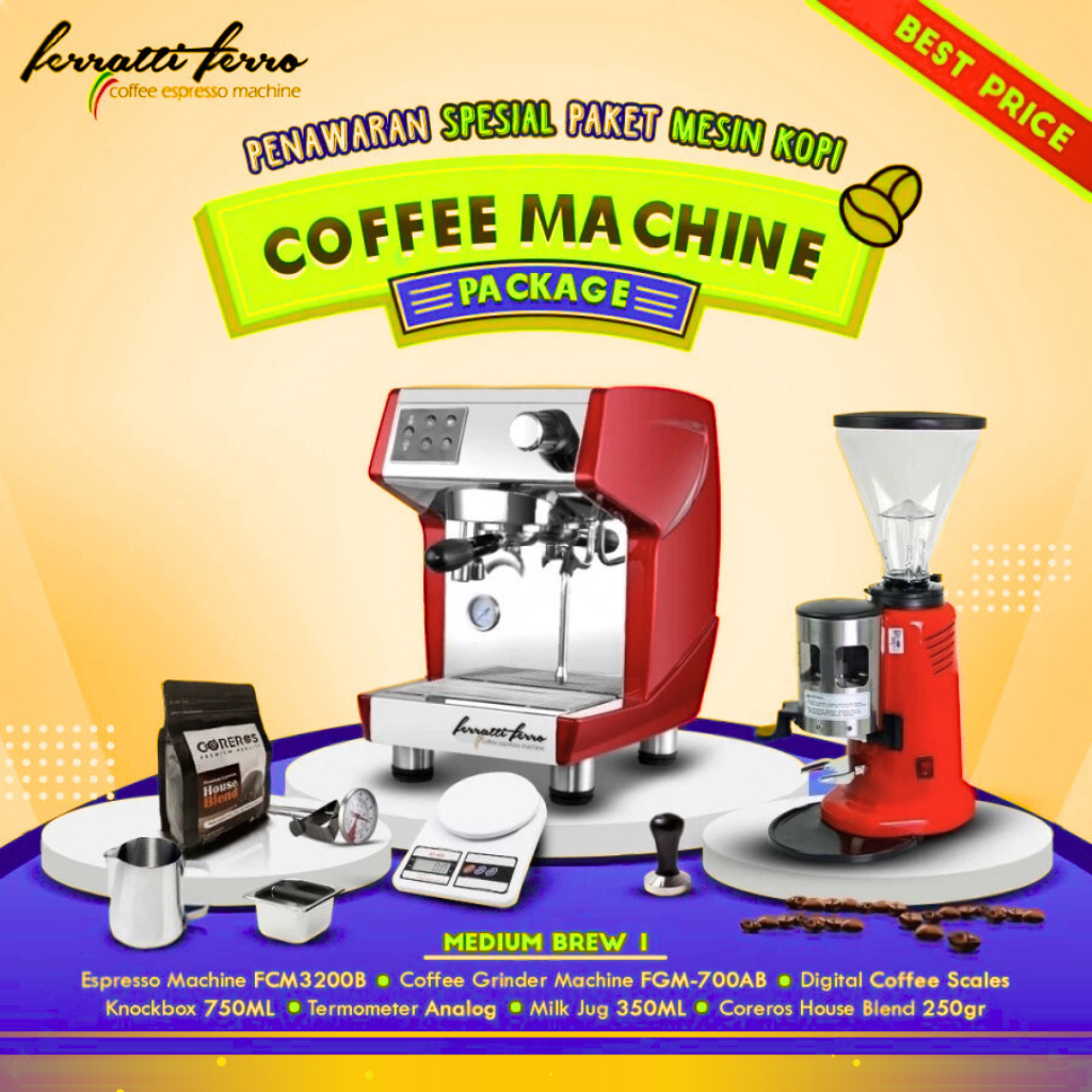 Paket Mesin Kopi Espresso / Mesin Kopi Ferratti Ferro - Medium Brew 1