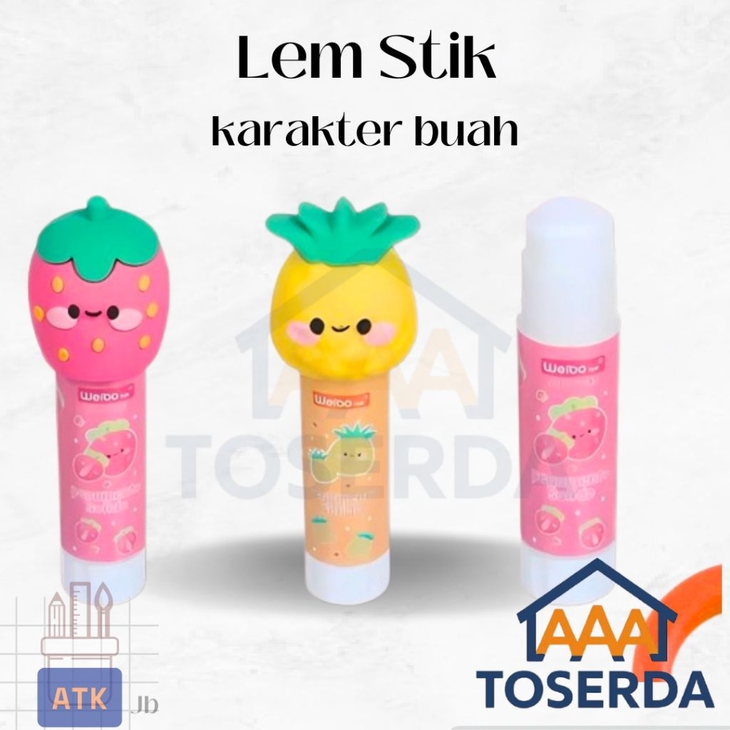 

AAA Toserda | Lem Stik Glue Stick Karakter Buah Weibo 15g – Kepala Karet Strawberry Nanas Lucu Anak