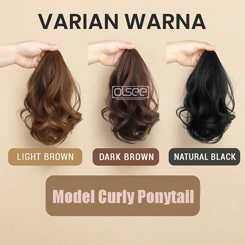 OLSEE - Jepit Rambut Palsu Ponytail Korea Curly Pendek 30CM Jepitan Sanggul Rambut Wanita Aksesoris