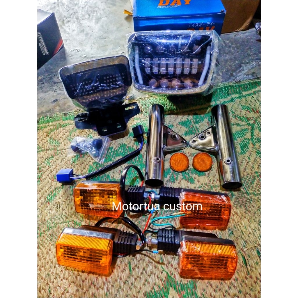 Lampu depan led oval win 100 set breket