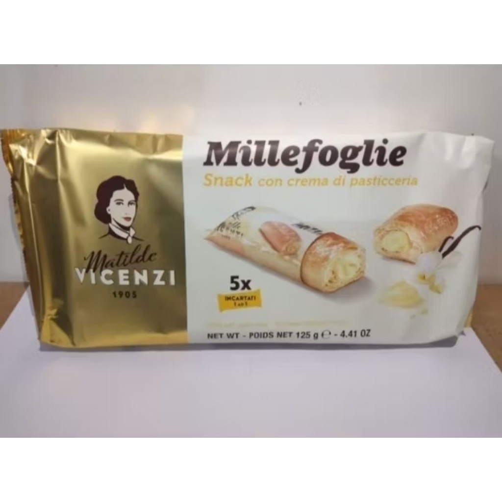 

Vicenzi Snack Paticerria 125 gr ( Puff Pastry Roll Filled With pastry Cream ) Pastri isi krim rasa vanila