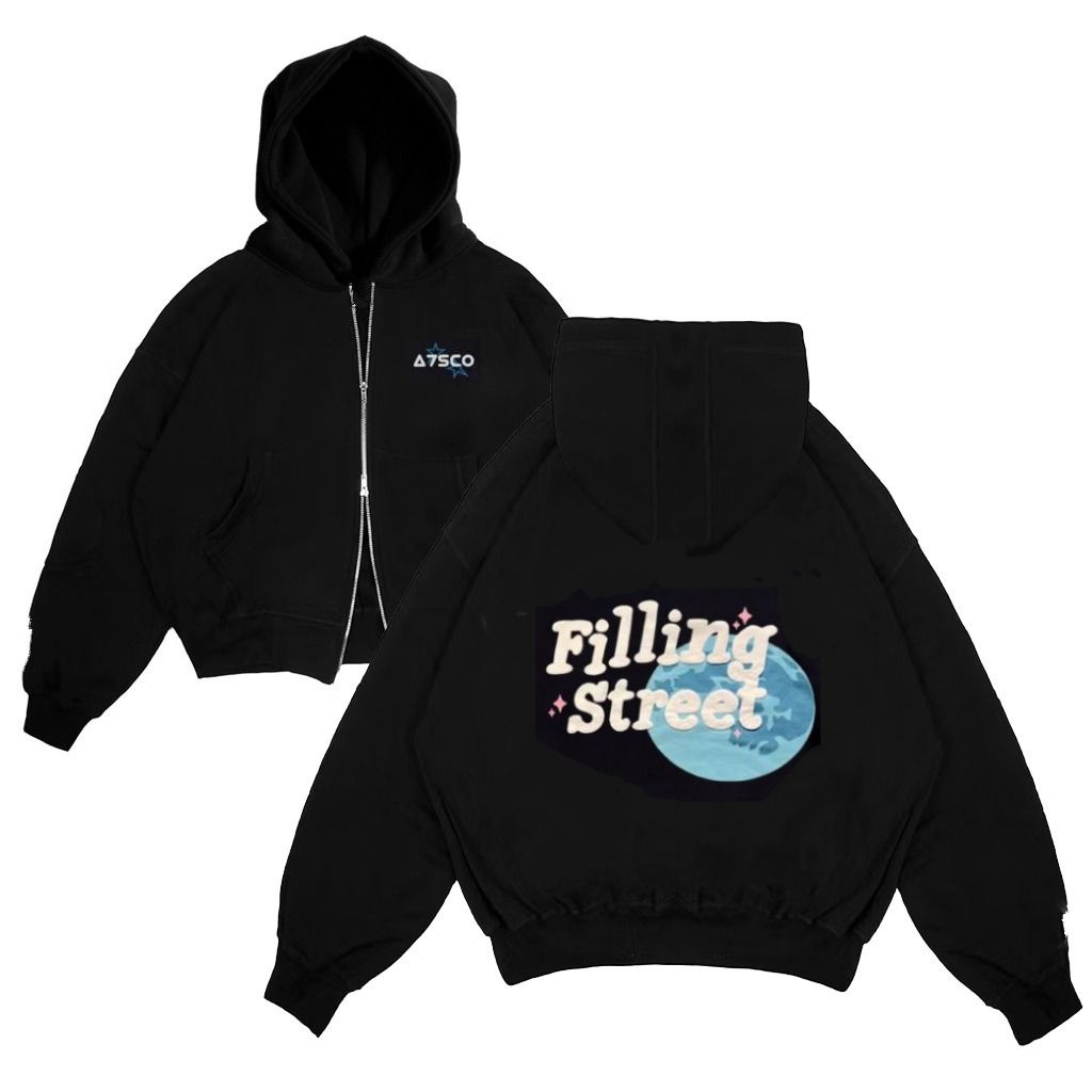 G-LOOK Hoodie Double Zipper Boxy Filling Street Hitam