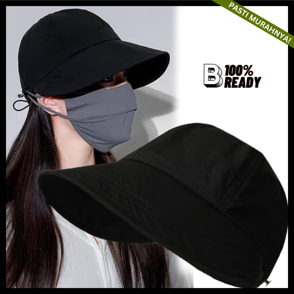 Topi Pantai Wanita / Topi Lipat (Hitam) / Topi Visor Pantai / Topi Matahari Wanita