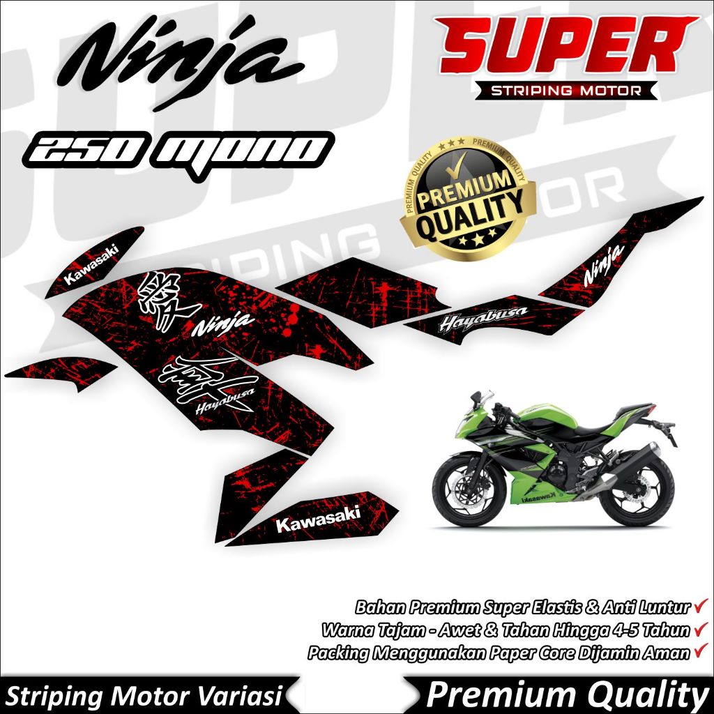 Stiker Ninja 250 Mono Luntur keren Striping Ninja 250 Mono Striping Kawasaki Ninja 250 Mono Hayabusa