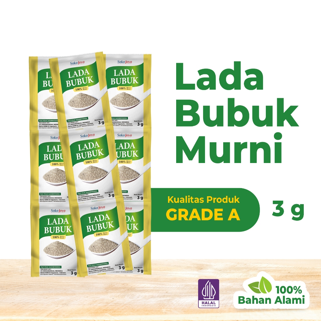 

[RENCENG] Lada Murni Bubuk 3gr Saka Jaya (Kemasan 3gr x 12 pcs) Murni Merica Bubuk Bumbu Dapur
