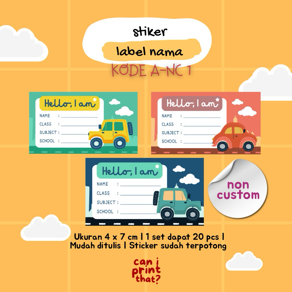 

CANIPRINTHAT - Stiker Nama | Label Nama | Label Buku NON CUSTOM