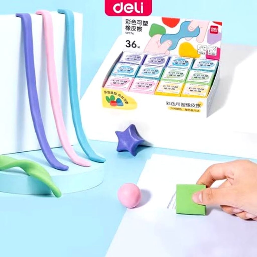 

DELI VP76 KNETGUMMI KNEADABLE PLASTICINE ELASTIC ERASER PENGHAPUS CLAY PLASTISIN ELASTIS ULI BISA DIBENTUK