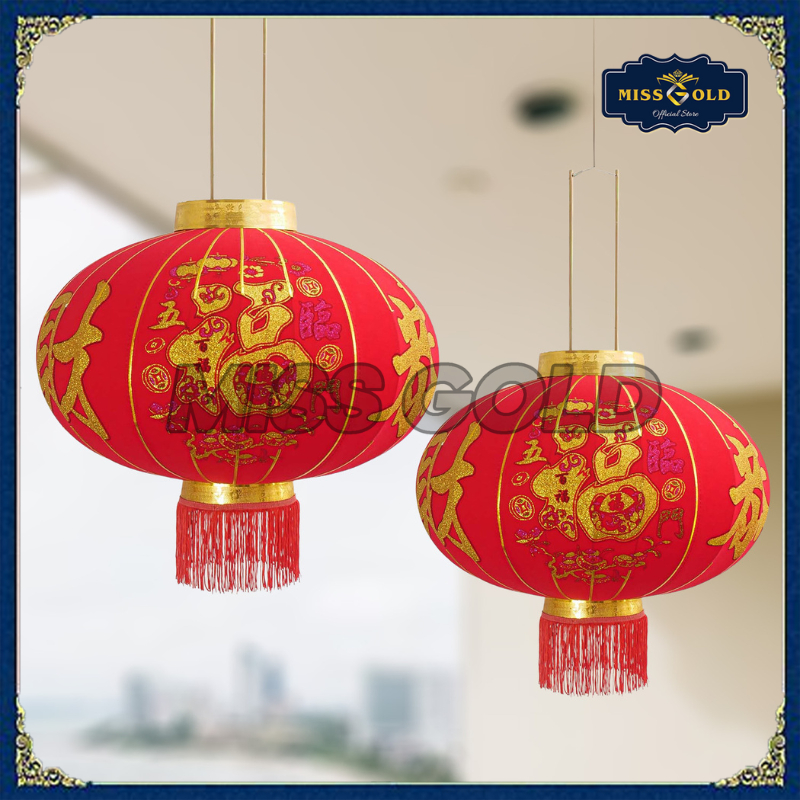 2 PCS LAMPION BELUDRU GONG XI IMLEK HANGING LENTERA LANTERN IMLEK BULAT LIPAT GANTUNG MERAH 120CM MO