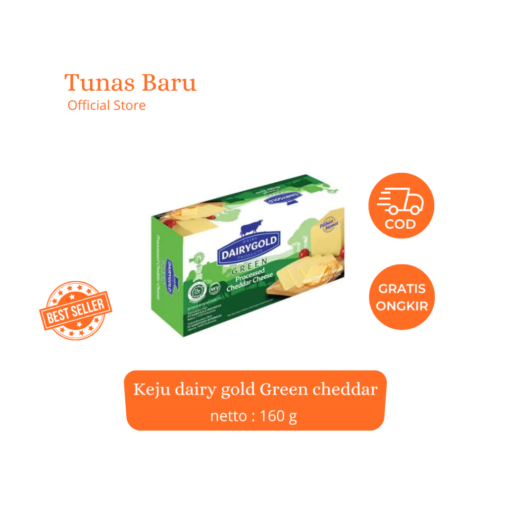 

Keju Cheddar Dairygold Green Hijau 160gr Cheddar Cheese / Keju Dairy Gold