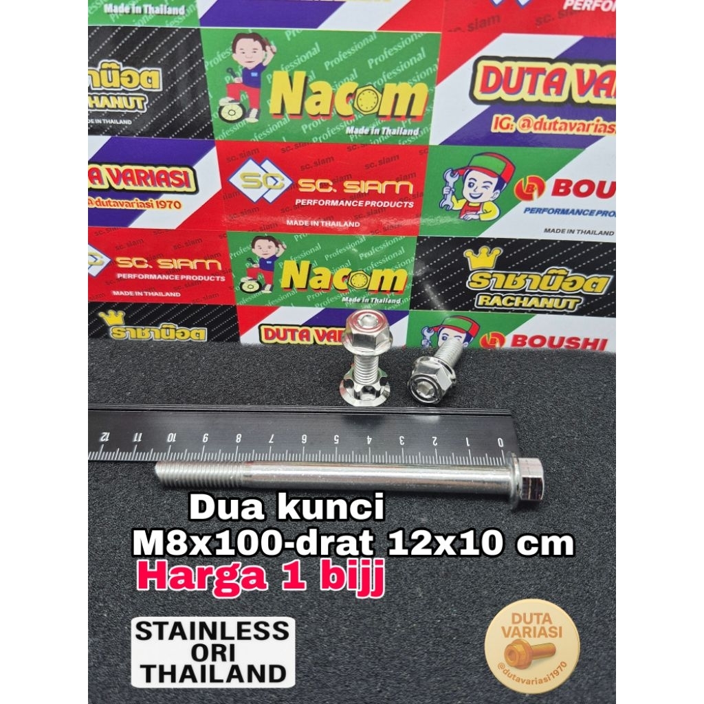 BAUT DUA KUNCI DRAT 12 x 10 CM- M8 x 100  [ STAINLESS ]