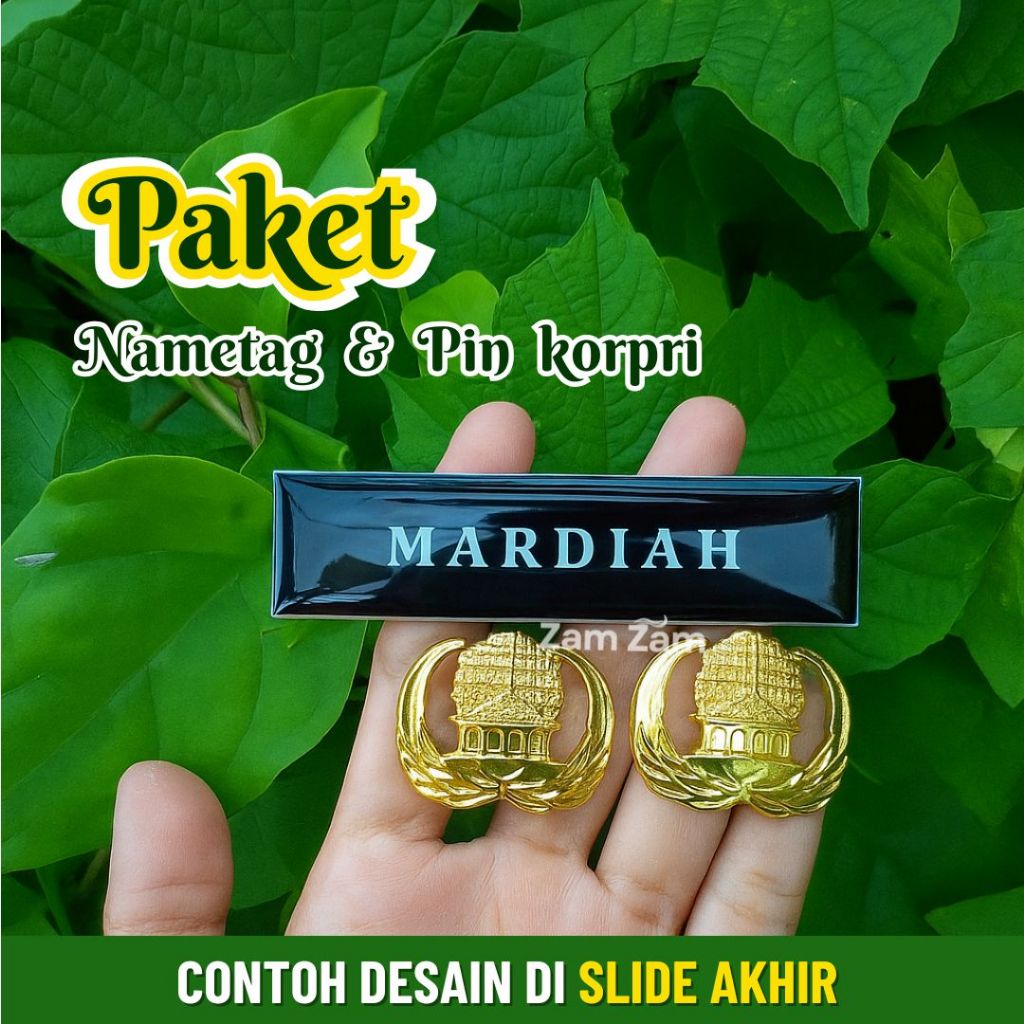 

(Express) PAKET Papan Nama Dada & Pin Korpri Premium ASN P3K PNS/Nametag Akrilik/Nametag Magnet