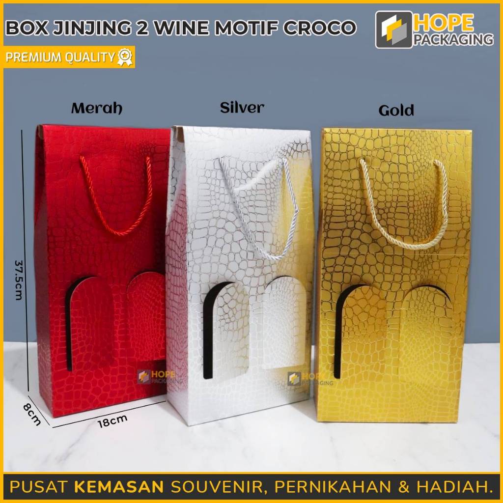 

Box Jinjing 2 Wine Motif Croco/ Box Wine/ Tas Botol