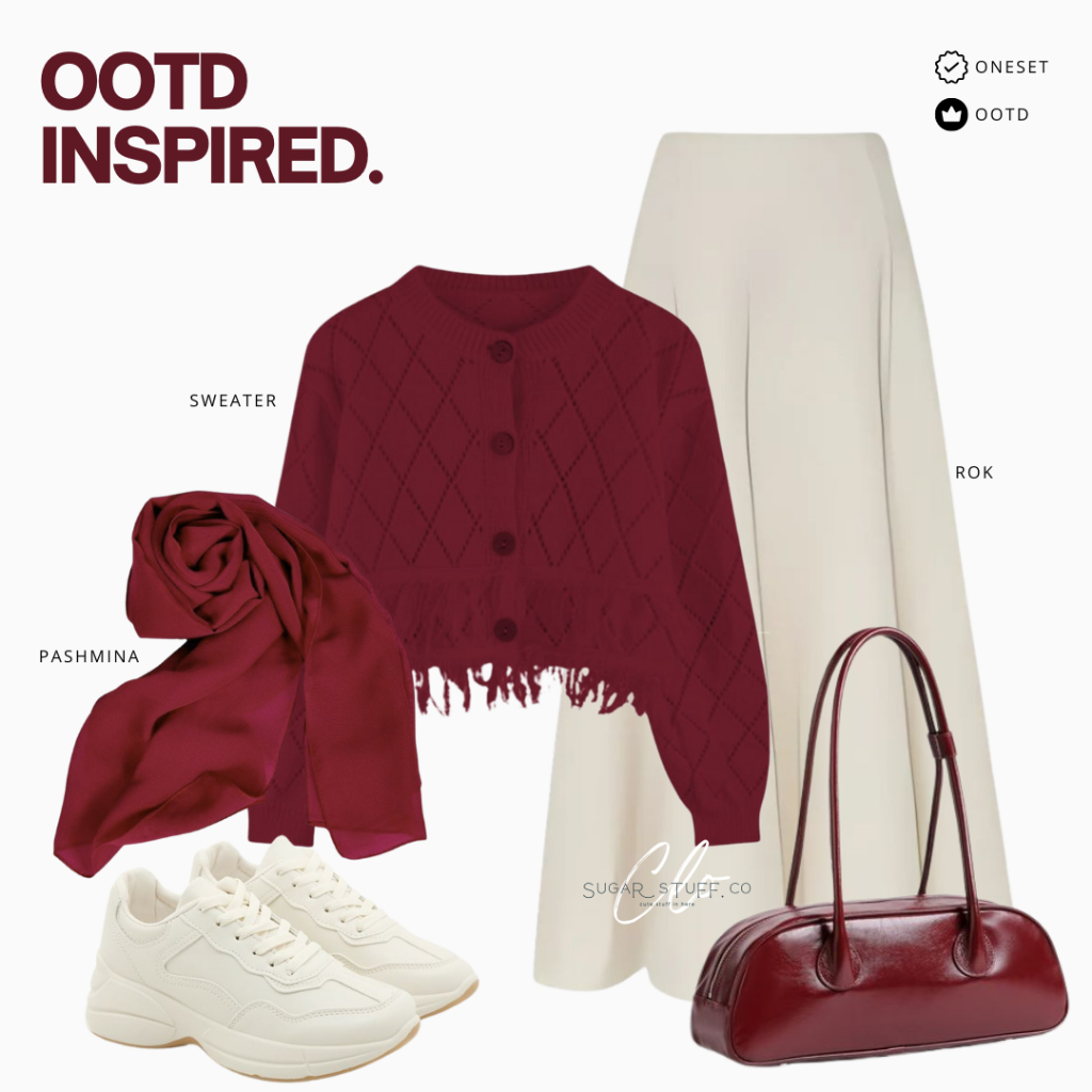 GD14 - One Set Outfit Korea wanita, Outfit ulzzang, Ootd Korea wanita, Korean style (Rok Sweater Pas