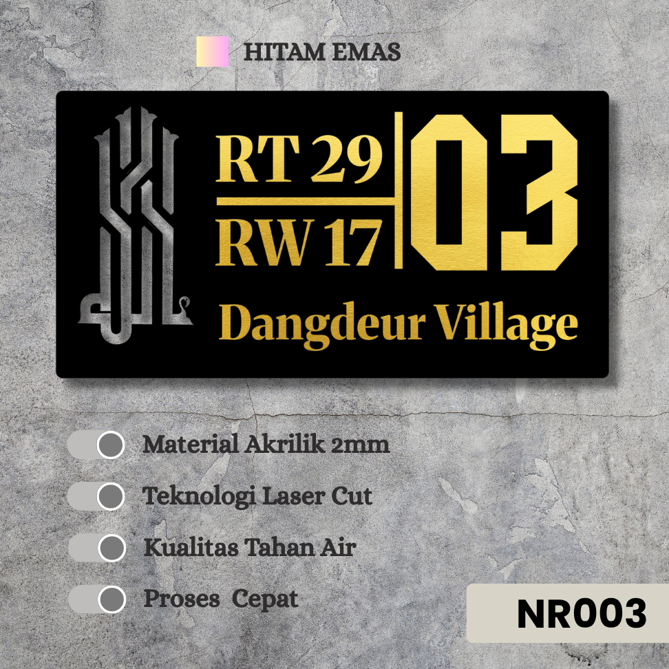 Nomor Rumah Akrilik Custom – Estetik | Plat Tempel Dinding | Tahan Air & Mewah
