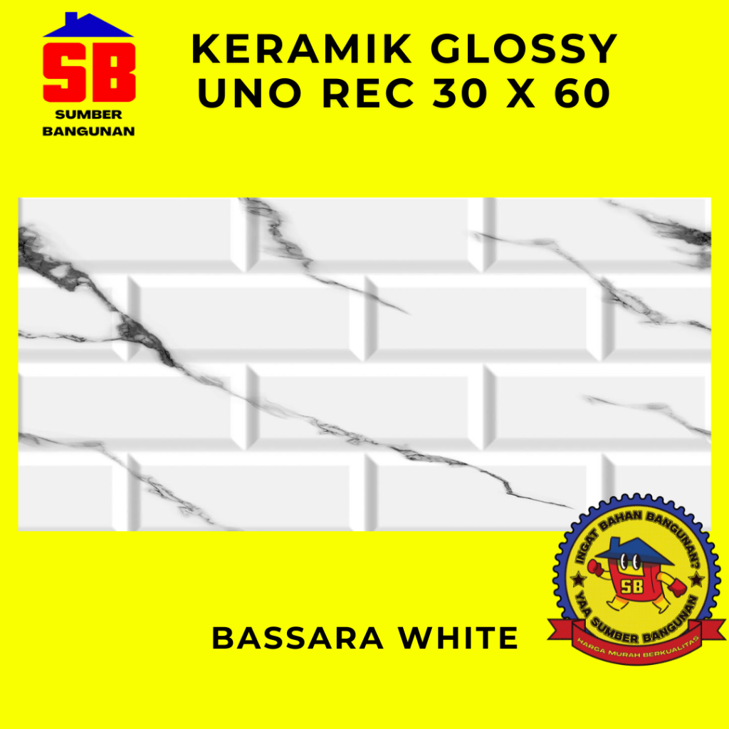 KERAMIK GLOSSY 30 X 60 KERAMIK UNO REC 30X60 BASSARA WHITE KERAMIK LANTAI KERAMIK DINDING 30X60 GLOS