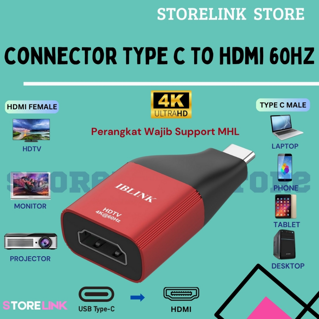 Adapter OTG Type-c Male To HDMI 2.0 Female Up to 4K@60Hz Converter HDMI TO TYPE-C Gender adapter por