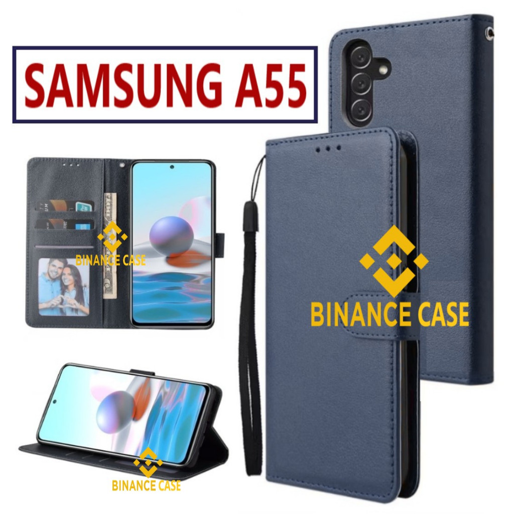 LEATHER FLIP CASE SAMSUNG A55 CASE KULIT FLIP WALLET LEATHER KULIT PREMIUM SARUNG BUKA TUTUP KESING 